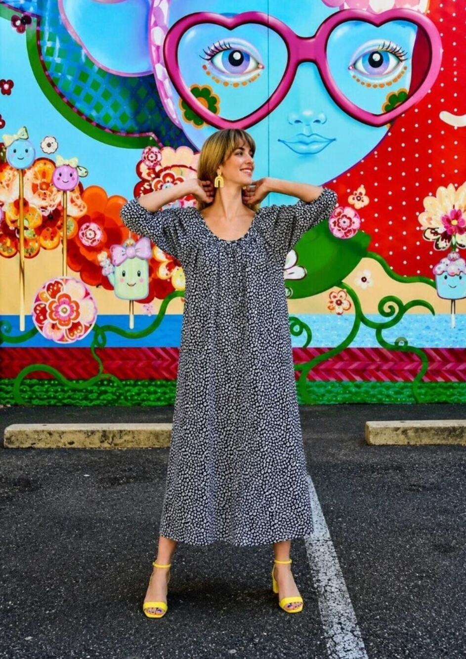 Mikoh Brava Mini Floral Boxy Oversized Slouchy Cotton Maxi Dress Size 1 Small